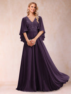 Pia Claire Plum back view mother of the bride dress