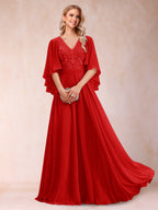 Pia Claire Red front view mother of the bride dress