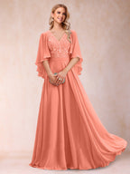 Pia Claire Coral back view mother of the bride dress