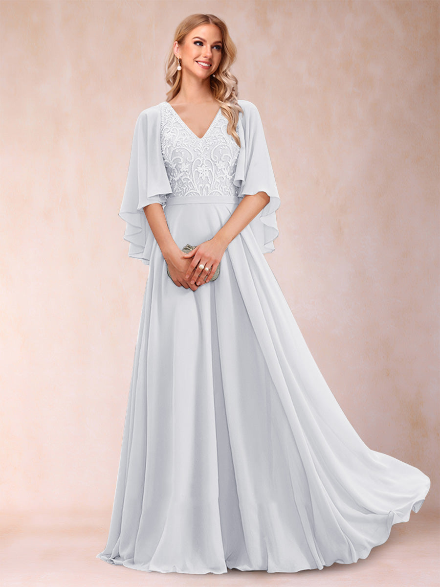 Pia Claire White front view mother of the bride dress