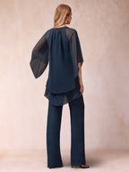 Yvonne June Navy Blue back view mother of the bride dress
