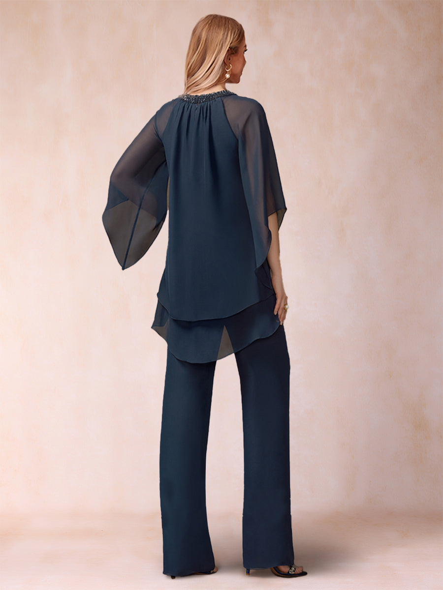 Yvonne June Navy Blue back view mother of the bride dress