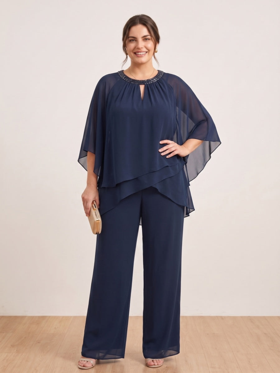 Rita Mae Navy Blue front view mother of the bride dress