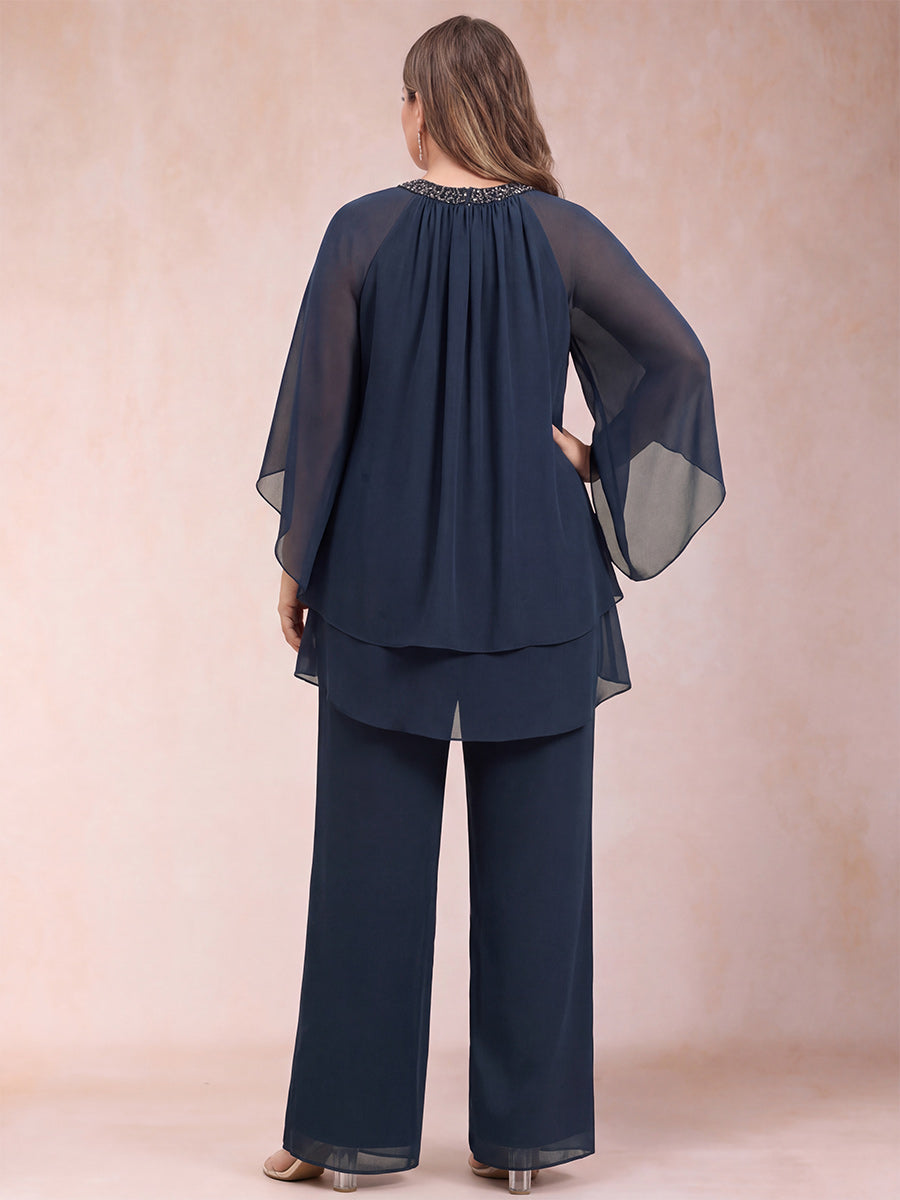 Rita Mae Navy Blue back view mother of the bride dress