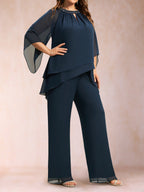 Rita Mae Navy Blue side view mother of the bride dress