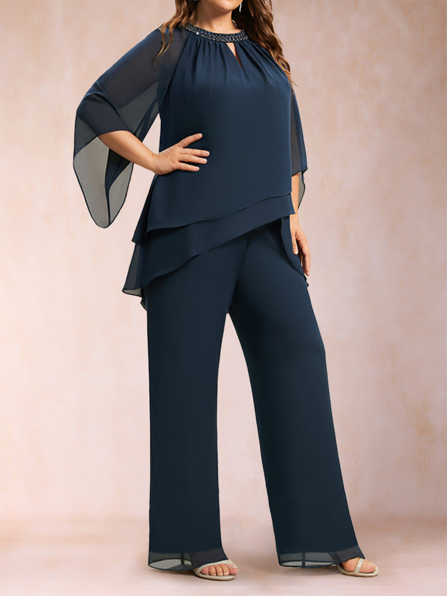 Rita Mae Navy Blue side view mother of the bride dress