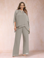 Rita Mae Taupe front view mother of the bride dress