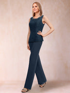Iris Claire Navy Blue side view mother of the bride dress
