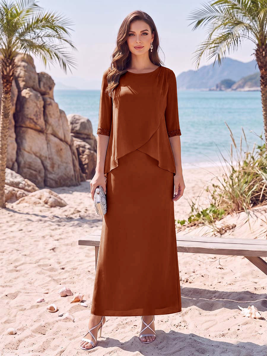 Yvette Dawn Burnt Orange front view mother of the bride dress