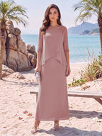 Yvette Dawn Dusty Rose back view mother of the bride dress
