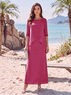 Melisande fuchsia front view mother of the bride dress