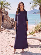 Melisande grape front view mother of the bride dress