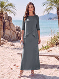 Yvette Dawn Grey front view mother of the bride dress