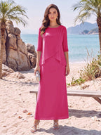 Melisande hot pink alternate front view 2 mother of the bride dress
