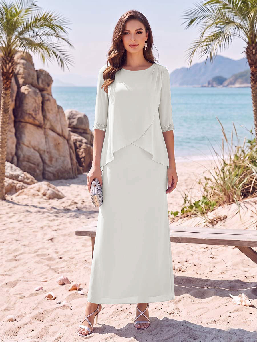 Melisande ivory front view mother of the bride dress