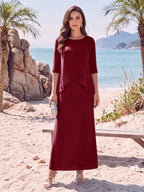 Yvette Dawn Burgundy back view mother of the bride dress