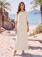 Yvette Dawn Champagne back view mother of the bride dress
