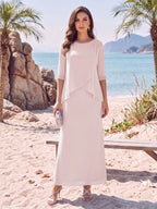 Yvette Dawn Pearl Pink front view mother of the bride dress