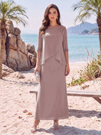 Yvette Dawn Mauve front view mother of the bride dress