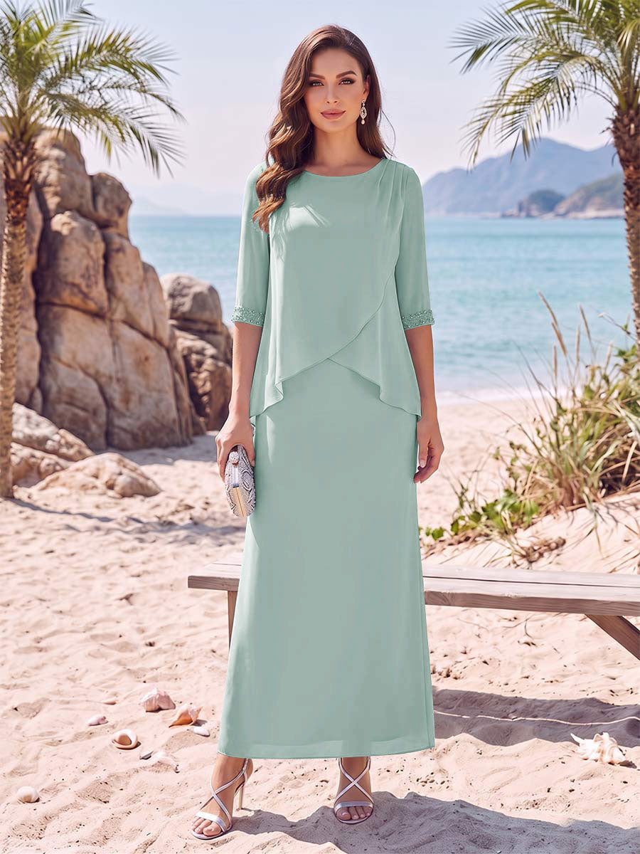 Yvette Dawn Pool Blue front view mother of the bride dress
