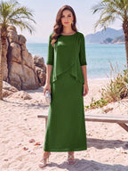 Melisande olive green front view mother of the bride dress