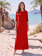 Melisande red front view mother of the bride dress