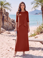 Melisande rust front view mother of the bride dress