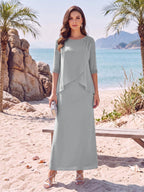 Melisande silver front view mother of the bride dress