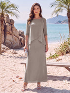 Yvette Dawn Taupe front view mother of the bride dress