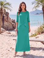 Melisande turquoise front view mother of the bride dress