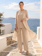 Delphine Grace Champagne front view mother of the bride dress