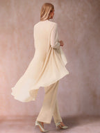 Delphine Grace Champagne back view mother of the bride dress