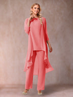 Delphine Grace Coral back view mother of the bride dress
