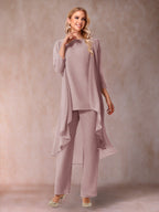 Delphine Grace Dusty Rose front view mother of the bride dress