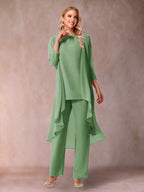 Delphine Grace Sage Green front view mother of the bride dress