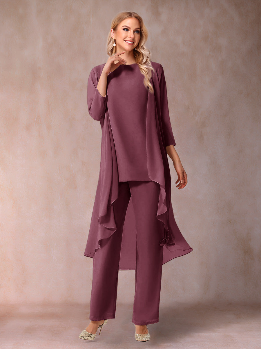 Delphine Grace Plum front view mother of the bride dress