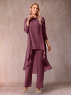 Delphine Grace Plum front view mother of the bride dress