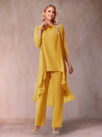Delphine Grace Gold front view mother of the bride dress
