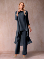 Delphine Grace Navy Blue front view mother of the bride dress