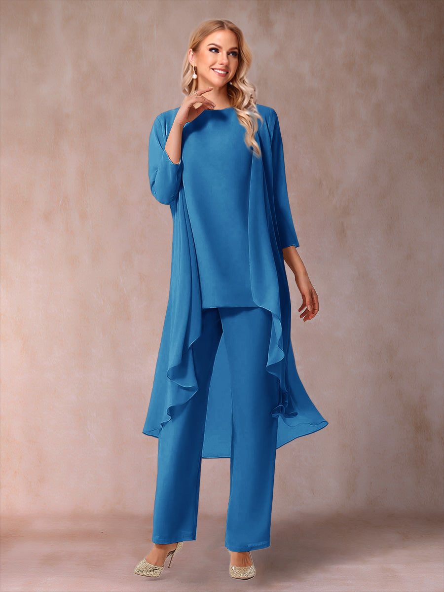 Delphine Grace Ocean Blue front view mother of the bride dress