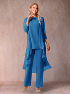 Delphine Grace Ocean Blue front view mother of the bride dress
