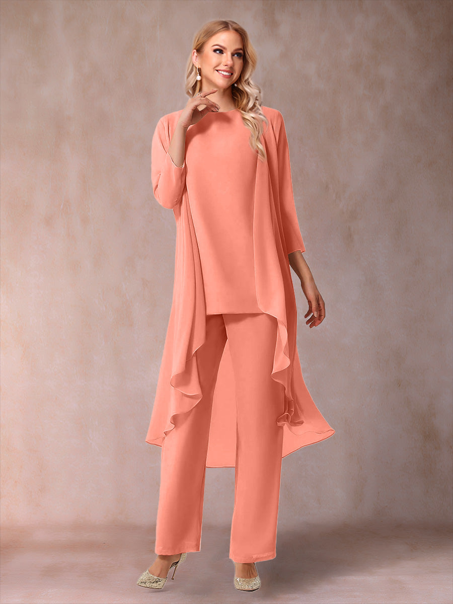 Delphine Grace Coral front view mother of the bride dress