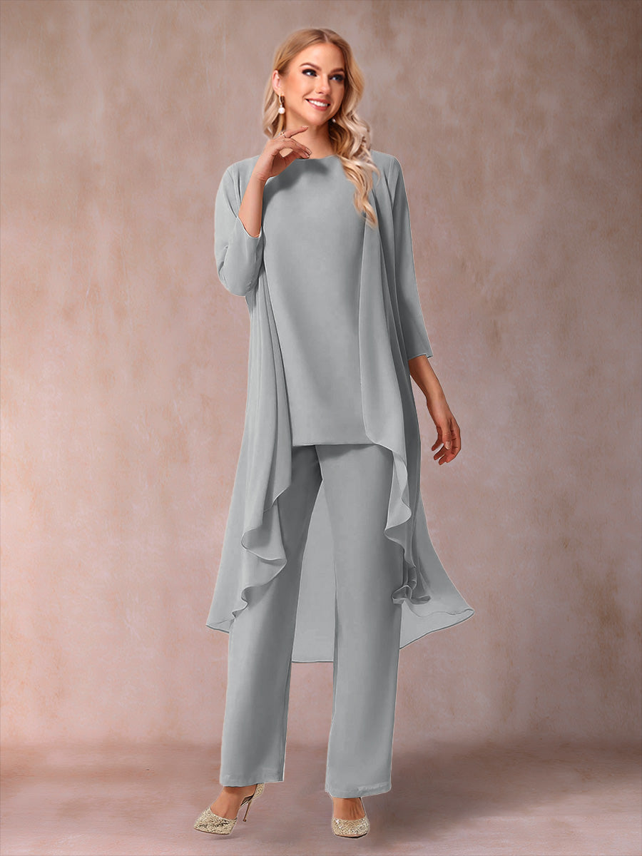 Delphine Grace Silver front view mother of the bride dress