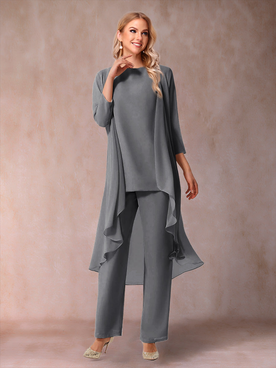 Delphine Grace Steel Grey front view mother of the bride dress