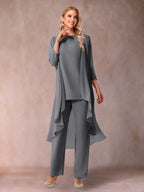 Delphine Grace Steel Grey front view mother of the bride dress