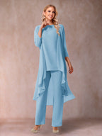 Delphine Grace Sky Blue side view mother of the bride dress