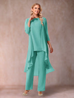 Delphine Grace Pool Blue front view mother of the bride dress