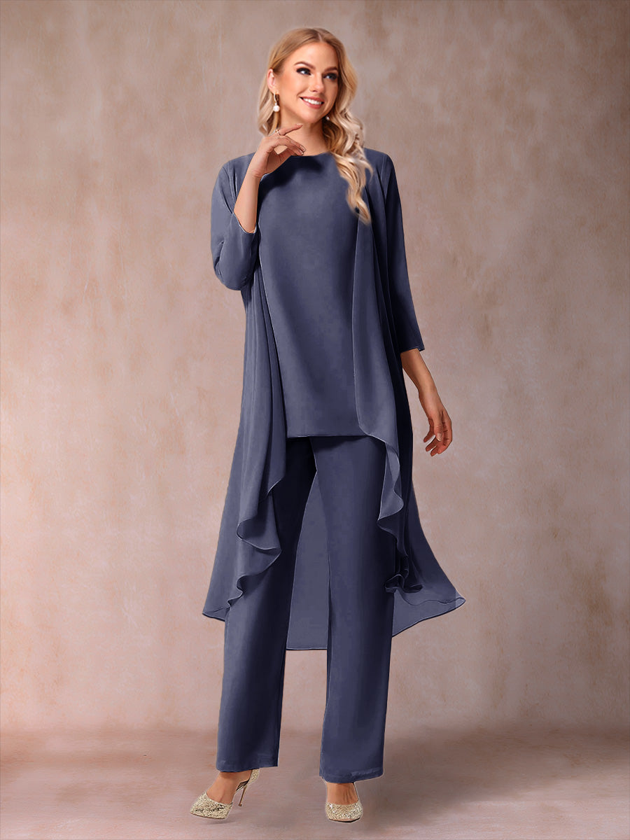 Delphine Grace Dusty Blue back view mother of the bride dress