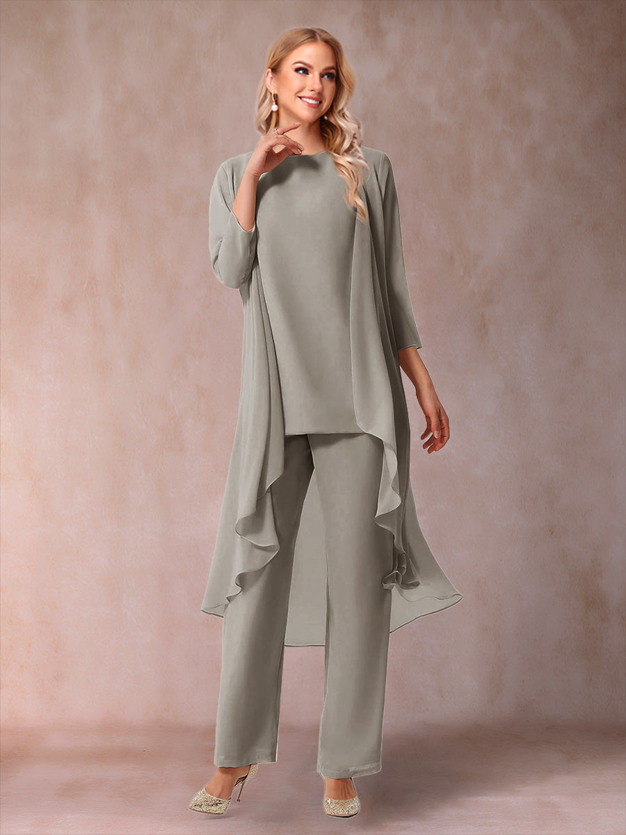Delphine Grace Taupe front view mother of the bride dress