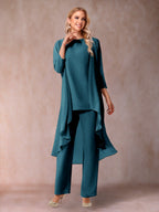 Delphine Grace Teal front view mother of the bride dress